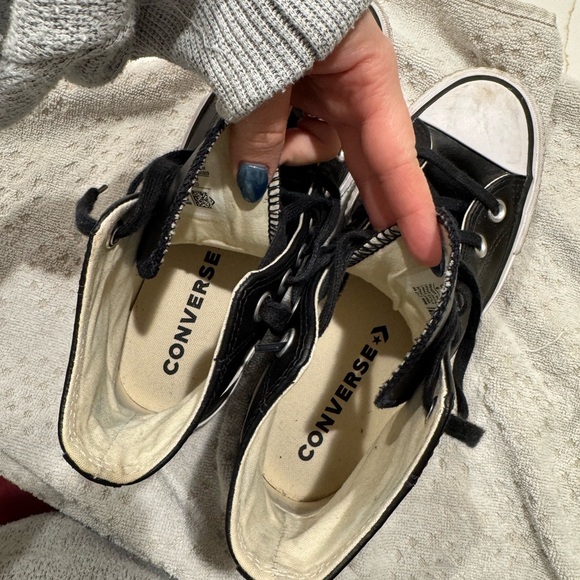 Converse Black High-Top Leather Platform Sneakers - Picture 8 of 8